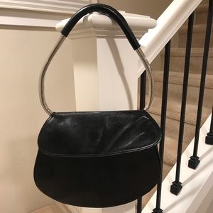 Vintage Black Handbag with Metal Handle